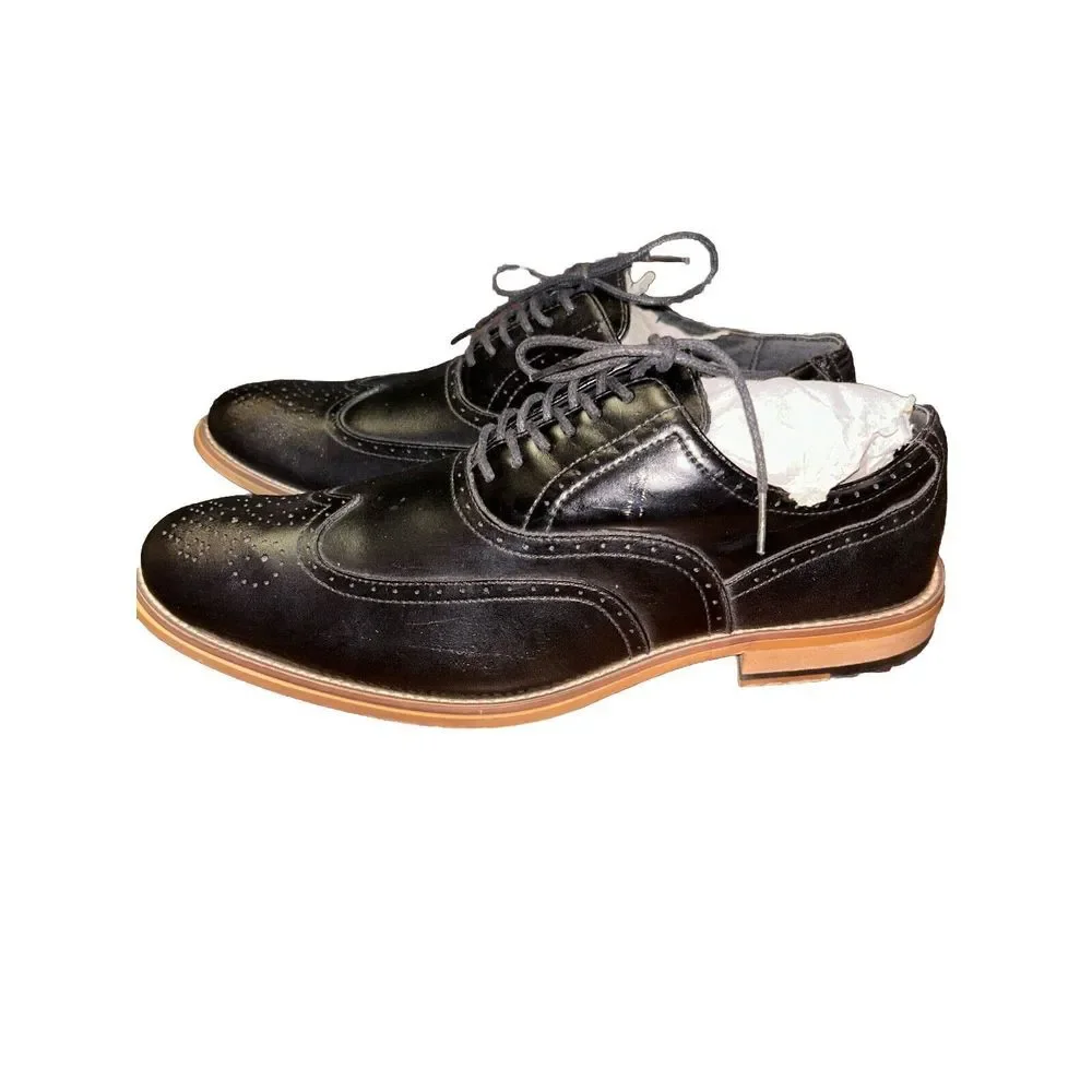 STACY ADAMS 25064 Men's Dunbar-Wingtip Oxford,‎ BLACK Size 9.5